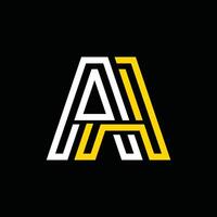Modern Line Letter AA vector design, logo icon on black background