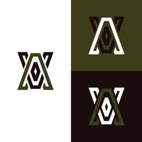 AV modern abstract vector logo monogram, logotype element for template in brown color and background