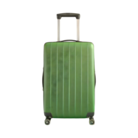 AI generated Large green suitcase with wheels and handle isolated on transparent background png