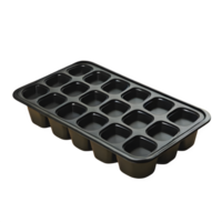 ai généré une arrière vue de un isolé noir silicone la glace cube plateau isolé sur transparent Contexte png