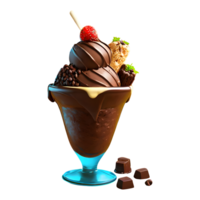 ai generado delicioso chocolate helado con frutas y nueces aislado en transparente antecedentes png