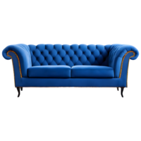 AI generated Luxury blue comfort sofa png isolated on transparent background