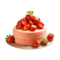 AI generated Delicious strawberry cake with fresh strawberries isolated on transparent background png