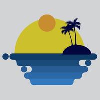 playa y isla logo diseño, vector diseño en circulo forma