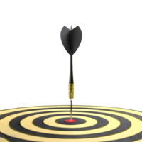 AI generated 3d dart hitting on target at the center business isolated on transparent background png