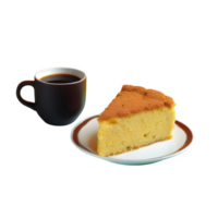 AI generated A piece of sponge cake with cup of coffee isolated on transparent background png