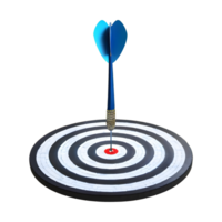 AI generated 3d dart hitting on target at the center business isolated on transparent background png