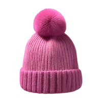 AI generated Knitted hat in pink color isolated on transparent background png