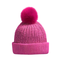 AI generated Knitted hat in pink color isolated on transparent background png