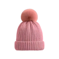 AI generated Knitted hat in pink color isolated on transparent background png