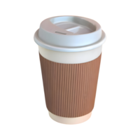 ai generado 3d papel café taza aislado en transparente antecedentes png