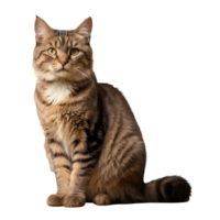 AI generated Siberian feline against golden backdrop isolated png