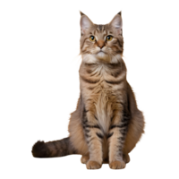 AI generated Siberian feline against golden backdrop isolated png