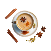 AI generated Tasty indian masala chai with spices isolated on transparent background png