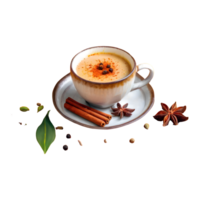 ai gegenereerd smakelijk Indisch masala chai met specerijen geïsoleerd Aan transparant achtergrond png