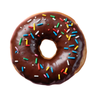 ai gerado borrifado chocolate rosquinha em transparente fundo isolado png