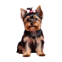 ai generado Yorkshire terrier s joven raza en transparente antecedentes aislado png