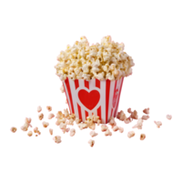 ai généré cœur en forme de pop corn sur une transparent Contexte isolé png