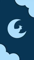 Eid Al Adha With Cloud, Crescent Moon And Goat Animated video