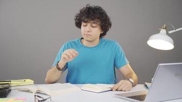 Thoughtful young man dreaming of a career. video