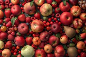 AI Generated Abundance of fresh mixed fruits background. Generative AI photo