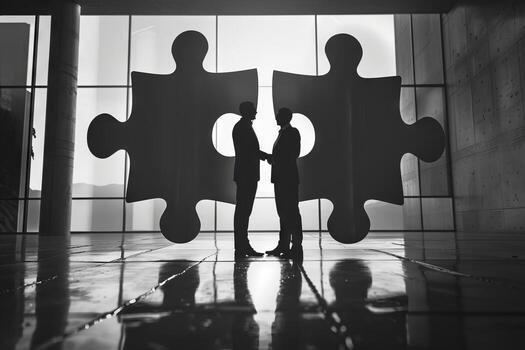 AI Generated Teamwork of partners that work together as integration and startup concept. Generative AI photo