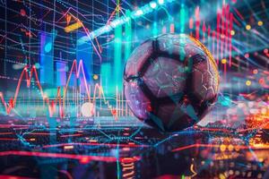 AI Generated Online bet and analytics and statistics for soccer game. Generative AI photo