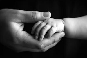 AI generated Tender Moment of a Baby Holding Mother's Hand. mother day concepts. Generative ai photo