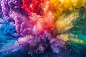 AI generated Color bombs explode bright background, HD, Generative Ai photo
