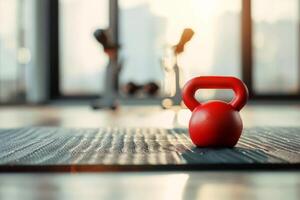 AI generated a kettlebell for training in fitness room . generative ai photo