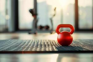 AI generated a kettlebell for training in fitness room . generative ai photo