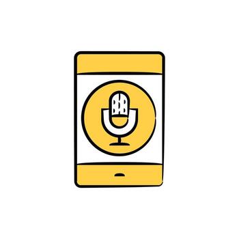 teléfono inteligente y micrófono recodificar icono vector