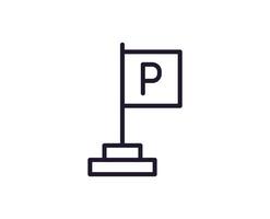 Single line icon of parkingon isolated white background. High quality editable stroke for mobile apps, web design, websites, online shops etc. vector