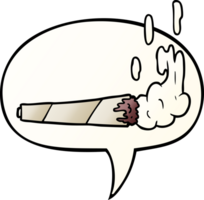 cartoon marijuiana joint with speech bubble in smooth gradient style png