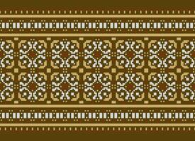 Zmijanjski vez embroidery style vector long horizontal seamless pattern - textile or fabric print ispired by cross-stitch folk art designs from Bosnia and Herzegovina