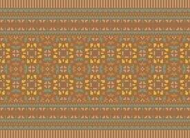 Zmijanjski vez embroidery style vector long horizontal seamless pattern - textile or fabric print ispired by cross-stitch folk art designs from Bosnia and Herzegovina