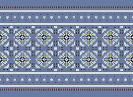 Zmijanjski vez embroidery style vector long horizontal seamless pattern - textile or fabric print ispired by cross-stitch folk art designs from Bosnia and Herzegovina