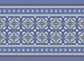 Zmijanjski vez embroidery style vector long horizontal seamless pattern - textile or fabric print ispired by cross-stitch folk art designs from Bosnia and Herzegovina