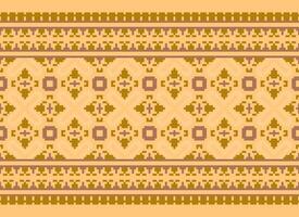 Zmijanjski vez embroidery style vector long horizontal seamless pattern - textile or fabric print ispired by cross-stitch folk art designs from Bosnia and Herzegovina