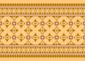 Zmijanjski vez embroidery style vector long horizontal seamless pattern - textile or fabric print ispired by cross-stitch folk art designs from Bosnia and Herzegovina