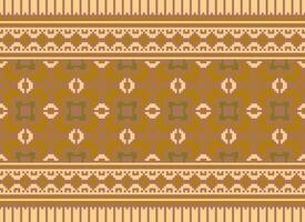 Zmijanjski vez embroidery style vector long horizontal seamless pattern - textile or fabric print ispired by cross-stitch folk art designs from Bosnia and Herzegovina