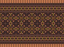 Zmijanjski vez embroidery style vector long horizontal seamless pattern - textile or fabric print ispired by cross-stitch folk art designs from Bosnia and Herzegovina