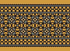 Zmijanjski vez embroidery style vector long horizontal seamless pattern - textile or fabric print ispired by cross-stitch folk art designs from Bosnia and Herzegovina