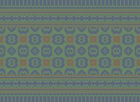 Zmijanjski vez embroidery style vector long horizontal seamless pattern - textile or fabric print ispired by cross-stitch folk art designs from Bosnia and Herzegovina