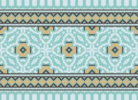 Cross Stitch. Pixel. Geometric ethnic oriental seamless pattern traditional background. Aztec-style abstract vector illustration. Design for textile, curtain, carpet, wallpaper, clothing, wrapping