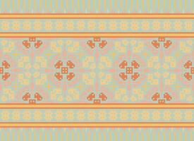 Cross Stitch. Pixel. Geometric ethnic oriental seamless pattern traditional background. Aztec-style abstract vector illustration. Design for textile, curtain, carpet, wallpaper, clothing, wrapping