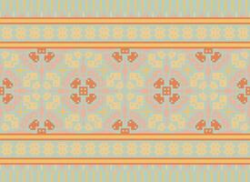 Cross Stitch. Pixel. Geometric ethnic oriental seamless pattern traditional background. Aztec-style abstract vector illustration. Design for textile, curtain, carpet, wallpaper, clothing, wrapping