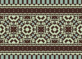 Cross Stitch. Pixel. Geometric ethnic oriental seamless pattern traditional background. Aztec-style abstract vector illustration. Design for textile, curtain, carpet, wallpaper, clothing, wrapping