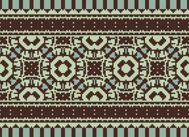 Cross Stitch. Pixel. Geometric ethnic oriental seamless pattern traditional background. Aztec-style abstract vector illustration. Design for textile, curtain, carpet, wallpaper, clothing, wrapping