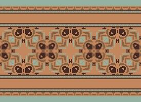 Cross Stitch. Pixel. Geometric ethnic oriental seamless pattern traditional background. Aztec-style abstract vector illustration. Design for textile, curtain, carpet, wallpaper, clothing, wrapping